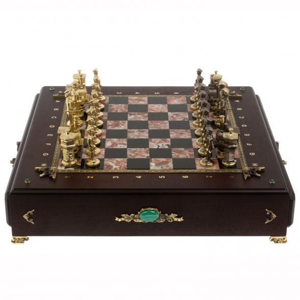 Шахматный ларец &amp;quot;Железнодорожники&amp;quot; фигуры бронза камень креноид 130042