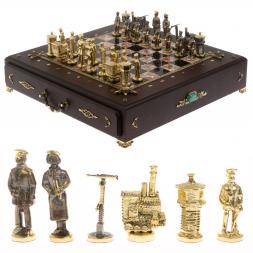 Шахматный ларец &amp;quot;Железнодорожники&amp;quot; фигуры бронза камень креноид