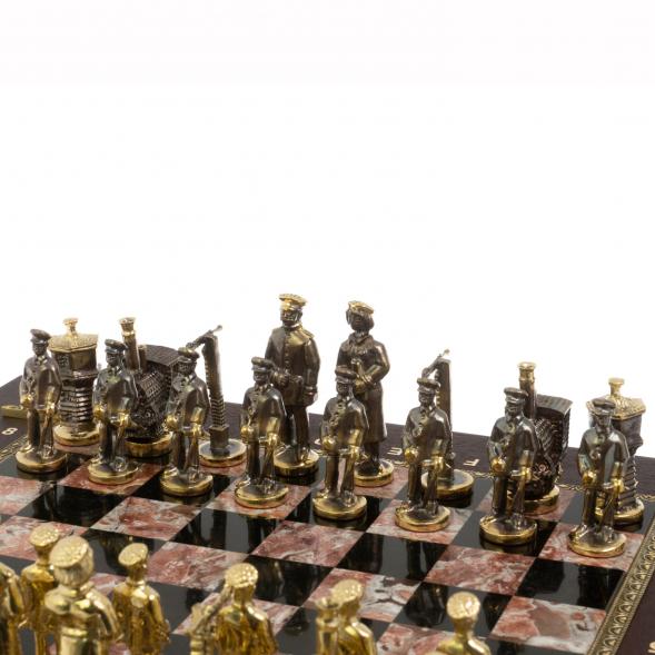 Шахматный ларец &amp;quot;Железнодорожники&amp;quot; фигуры бронза камень креноид 130042