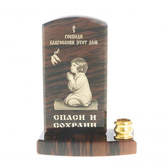 Оберег с подсвечником &amp;quot;Благослави этот дом&amp;quot; камень обсидиан 123015