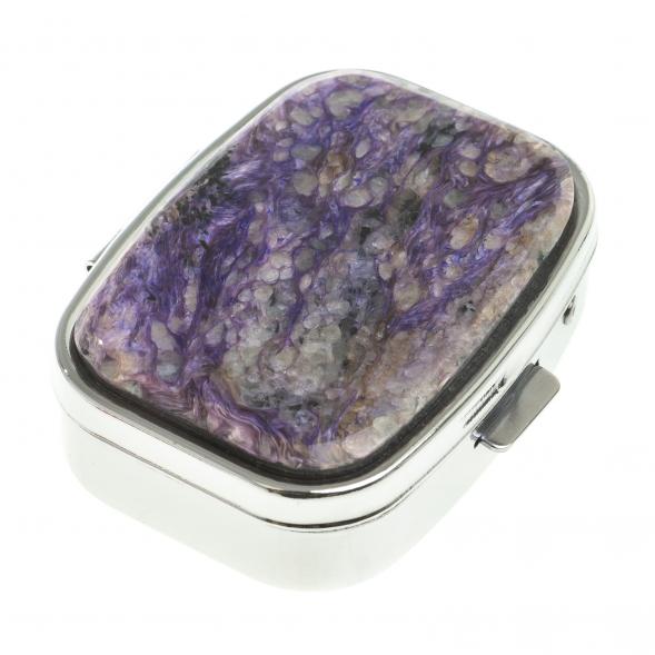 Таблетница на 2 отделения камень чароит 124116