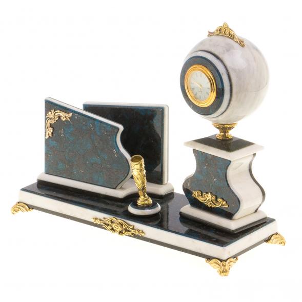 Письменный мини-набор с визитницей мрамор, лабрадорит 124731