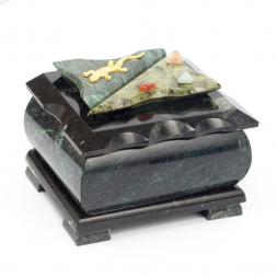 Шкатулка прямоугольная малая змеевик 11х8,5х8 см