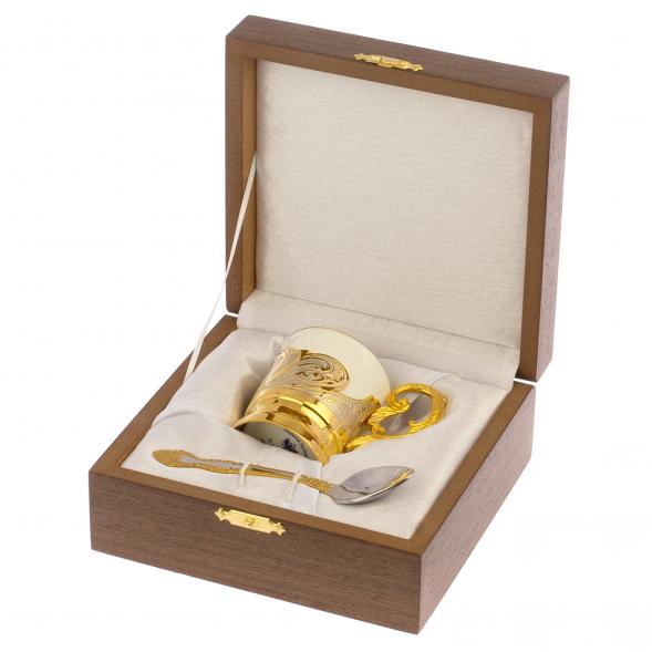 Чашка для кофе &amp;quot;Герб РФ&amp;quot; 80 мл с чернением Златоуст 126236