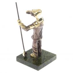 Бронзовая статуэтка "Сталевар" камень змеевик