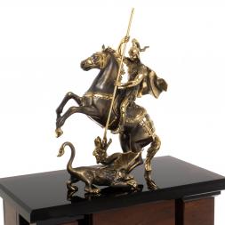 Каминные часы "Георгий Победоносец" из обсидиана