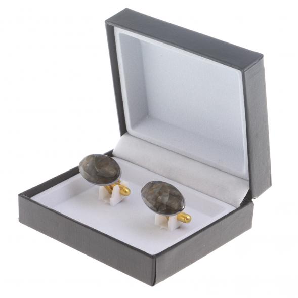 Запонки камень лабрадор овальные 124436