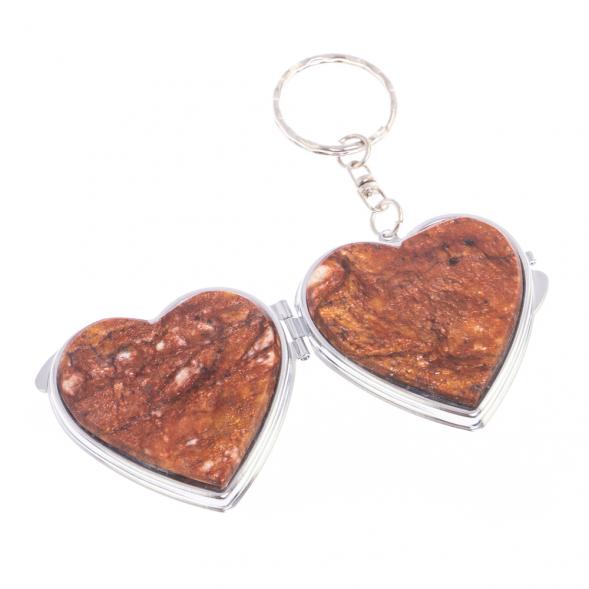 Складное зеркало брелок авантюрин Сердце 126623