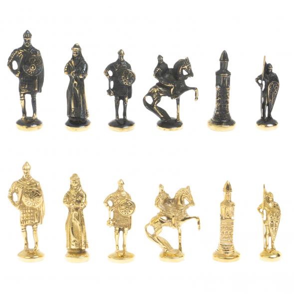 Шахматы &amp;quot;Русские&amp;quot; бронза доска 40х40 см серый мрамор змеевик 127556