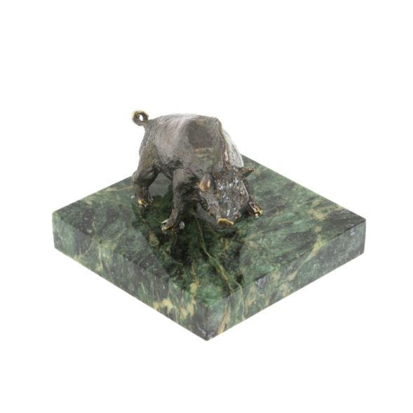Статуэтка &amp;quot;Кабан&amp;quot; бронза патина змеевик 128169
