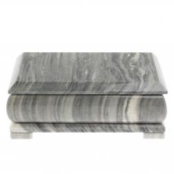 Шкатулка для денег "Купюра" с зеркалом из серого мрамора 18,5х9,5х8 см