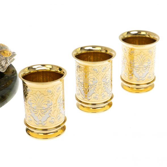 Икорница с тремя стопками &amp;quot;Три кита&amp;quot; нефрит 129319