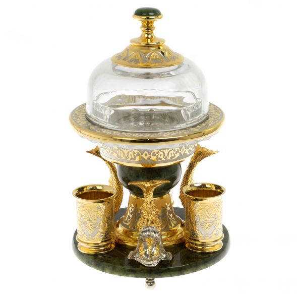 Икорница с тремя стопками &amp;quot;Три кита&amp;quot; нефрит 129319