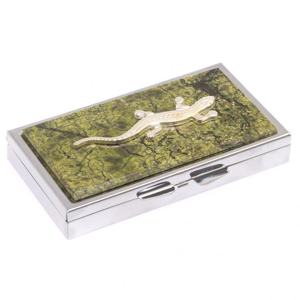 Таблетница на 7 отделений из змеевика с ящерицей 126311