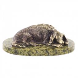 Статуэтка "Собака охотничья" из бронзы и змеевика