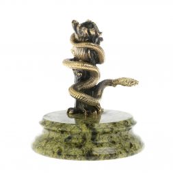 Статуэтка подставка под ручку &amp;quot;Змея на дереве&amp;quot; змеевик бронза