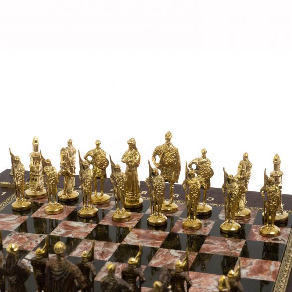 Подарочный шахматный ларец &amp;quot;Русь&amp;quot; камень креноид 130044