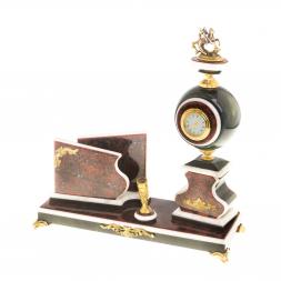 Канцелярский набор с визитницей &amp;quot;Георгий Победоносец&amp;quot; змеевик красный