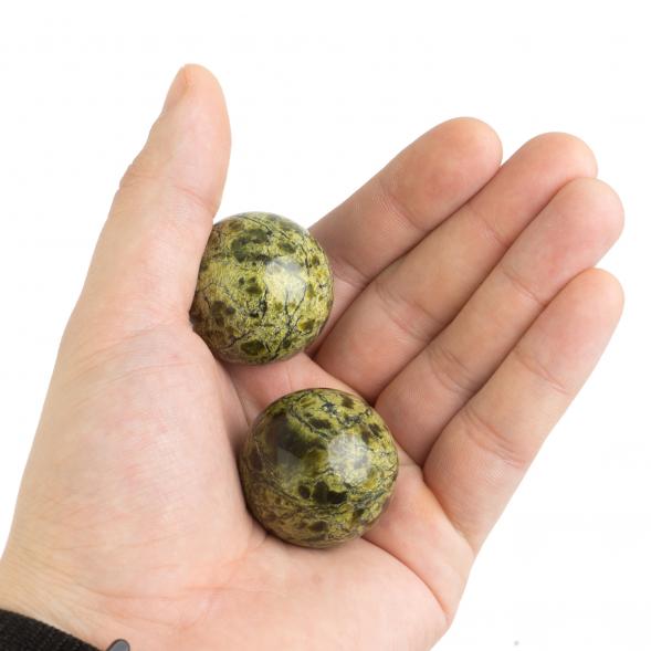 Шары для массажа 3 см 2 шт из светло-зеленого змеевика 127157
