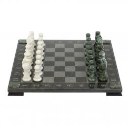 Шахматы "Турнирные" из мармора и змеевика 36х36 см