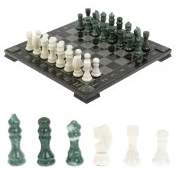 Шахматы "Турнирные" из мармора и змеевика 36х36 см
