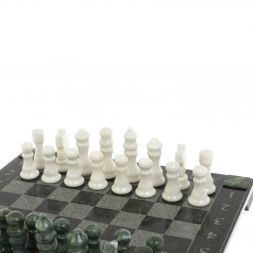 Шахматы "Турнирные" из мармора и змеевика 36х36 см