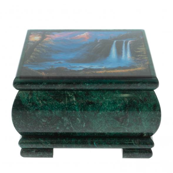 Шкатулка &amp;quot;Водопад&amp;quot; из змеевика 13х13х8 см 128641