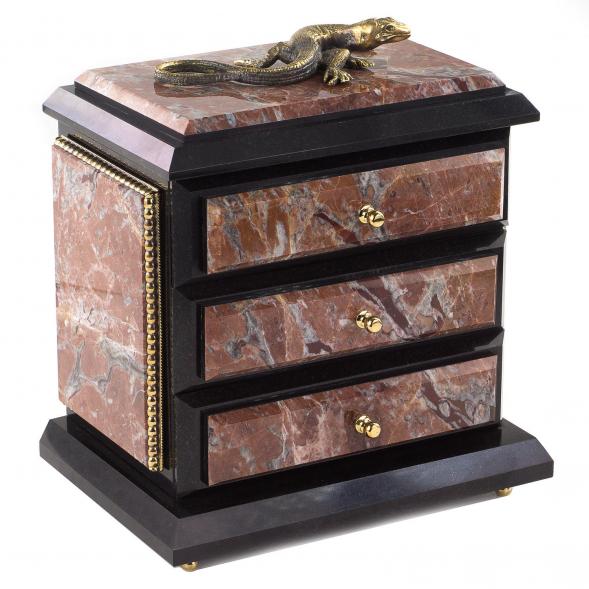 Ларец для украшений &amp;quot;Комод&amp;quot; с ящерицей из бронзы креноид 120881