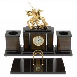 Настольный набор &amp;quot; Георгий Победоносец&amp;quot; из яшмы