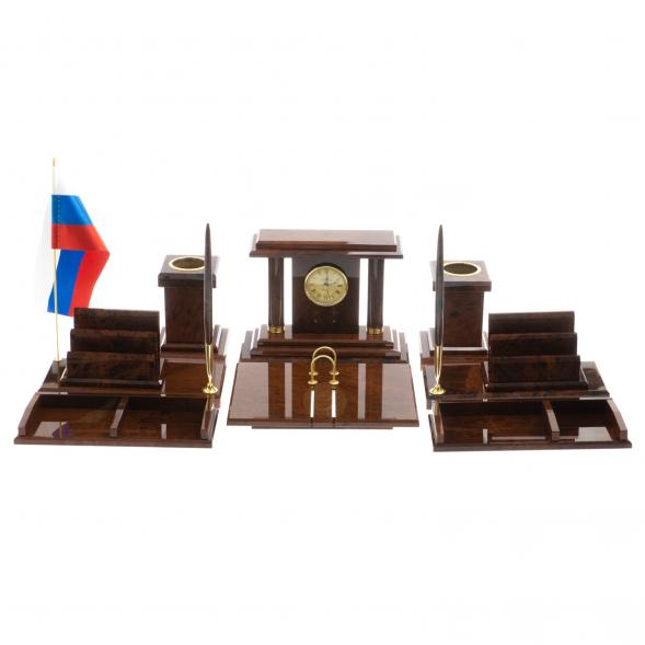 Настольный набор &amp;quot;Кабинетный&amp;quot; камень обсидиан коричневый 122214