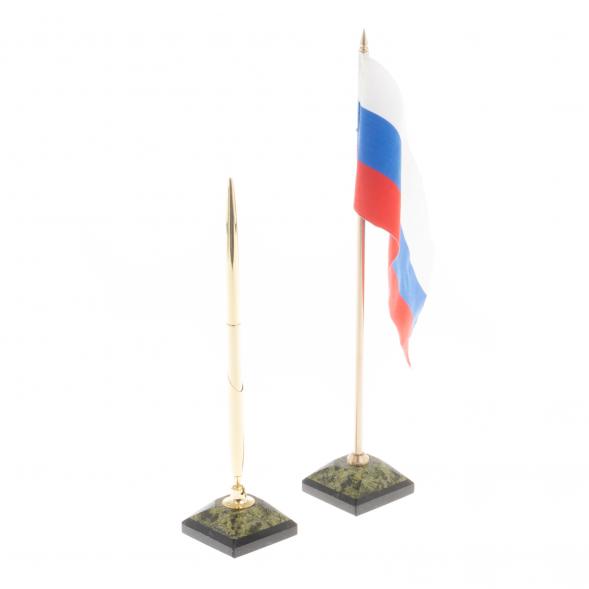 Письменный набор &amp;quot;Герб России&amp;quot; змеевик бронза 124278