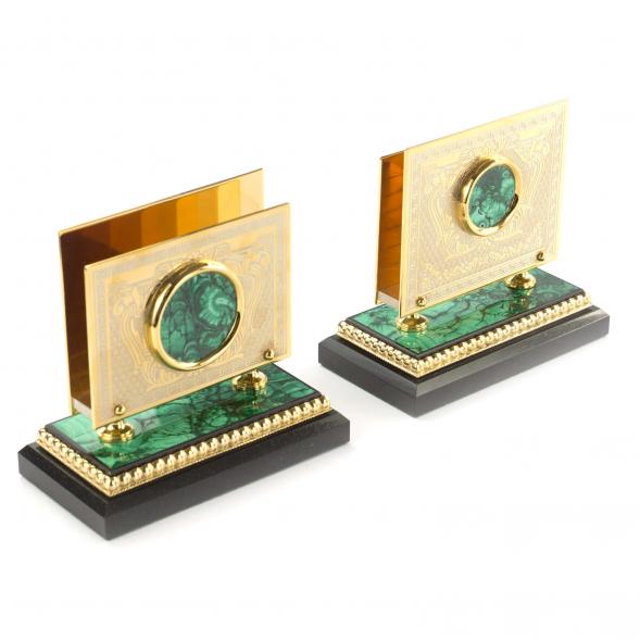 Настольный набор &amp;quot;Орел&amp;quot; с бюваром из малахита 121067