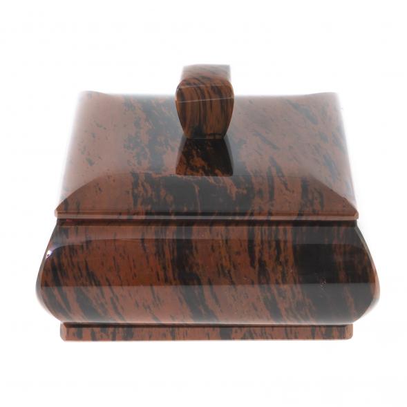 Шкатулка камень обсидиан коричневый 10,5х10,5х7 см 122362