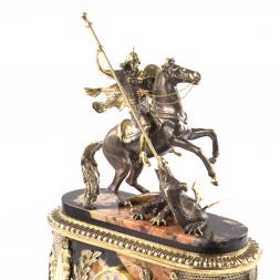 Каминные часы &amp;quot;Георгий Победоносец&amp;quot; яшма долерит