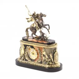 Каминные часы &amp;quot;Георгий Победоносец&amp;quot; яшма долерит