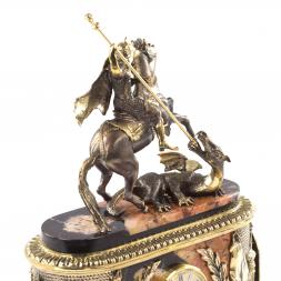 Каминные часы &amp;quot;Георгий Победоносец&amp;quot; яшма долерит