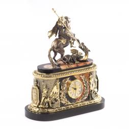 Каминные часы &amp;quot;Георгий Победоносец&amp;quot; яшма долерит