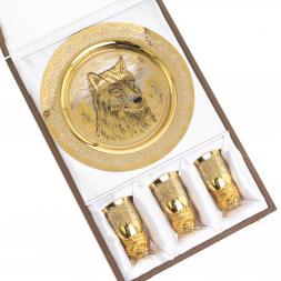 Подарочный набор &amp;quot;Волк&amp;quot; тарелка и 3 стопки перевертыша Златоуст
