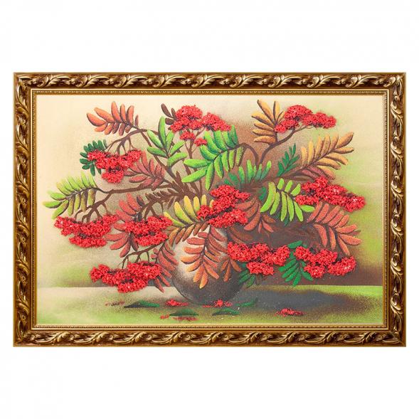 Натюрморт &amp;quot;Рябина&amp;quot; багет 46х66 см, каменная крошка 111688