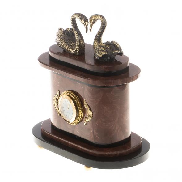 Часы &amp;quot;Пара лебедей&amp;quot; бронза лемезит 124593