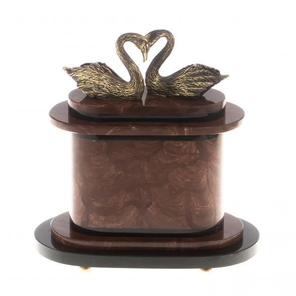 Часы &amp;quot;Пара лебедей&amp;quot; бронза лемезит 124593