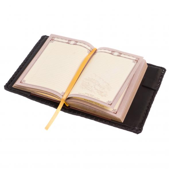 Ежедневник &amp;quot;Лев&amp;quot; А6 обложка из черной кожи кожи Златоуст 126467