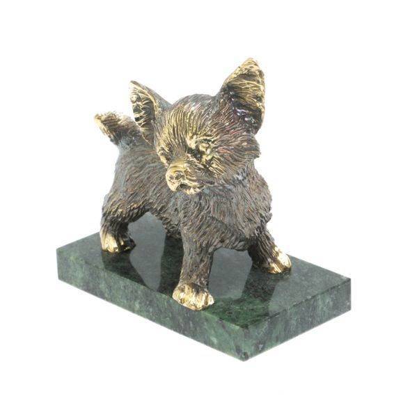 Статуэтка из бронзы &amp;quot;Чихуахуа&amp;quot; змеевик 128267