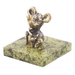 Статуэтка &amp;quot;Мышка с сыром&amp;quot; из бронзы и змеевика