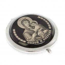 Зеркало с иконой &amp;quot;Богородица&amp;quot; из черного обсидиана