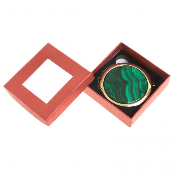 Зеркало круглое из камня малахит цвет золото 122744