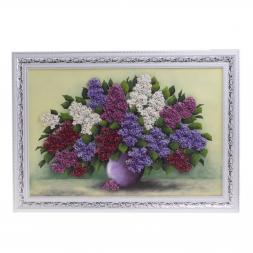 Картина из каменной крошки &amp;quot;Сирень в вазе&amp;quot; багет 46х66 см