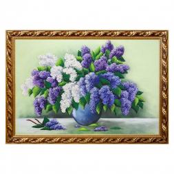 Картина из каменной крошки &amp;quot;Сирень в вазе&amp;quot; багет 46х66 см