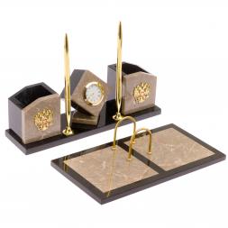 Письменный набор "Куб" из бежевого мрамора