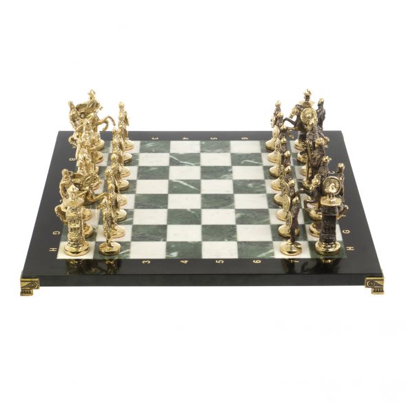 Шахматы подарочные &amp;quot;Богатыри&amp;quot; из мрамора и змеевика 44х44 см 127560